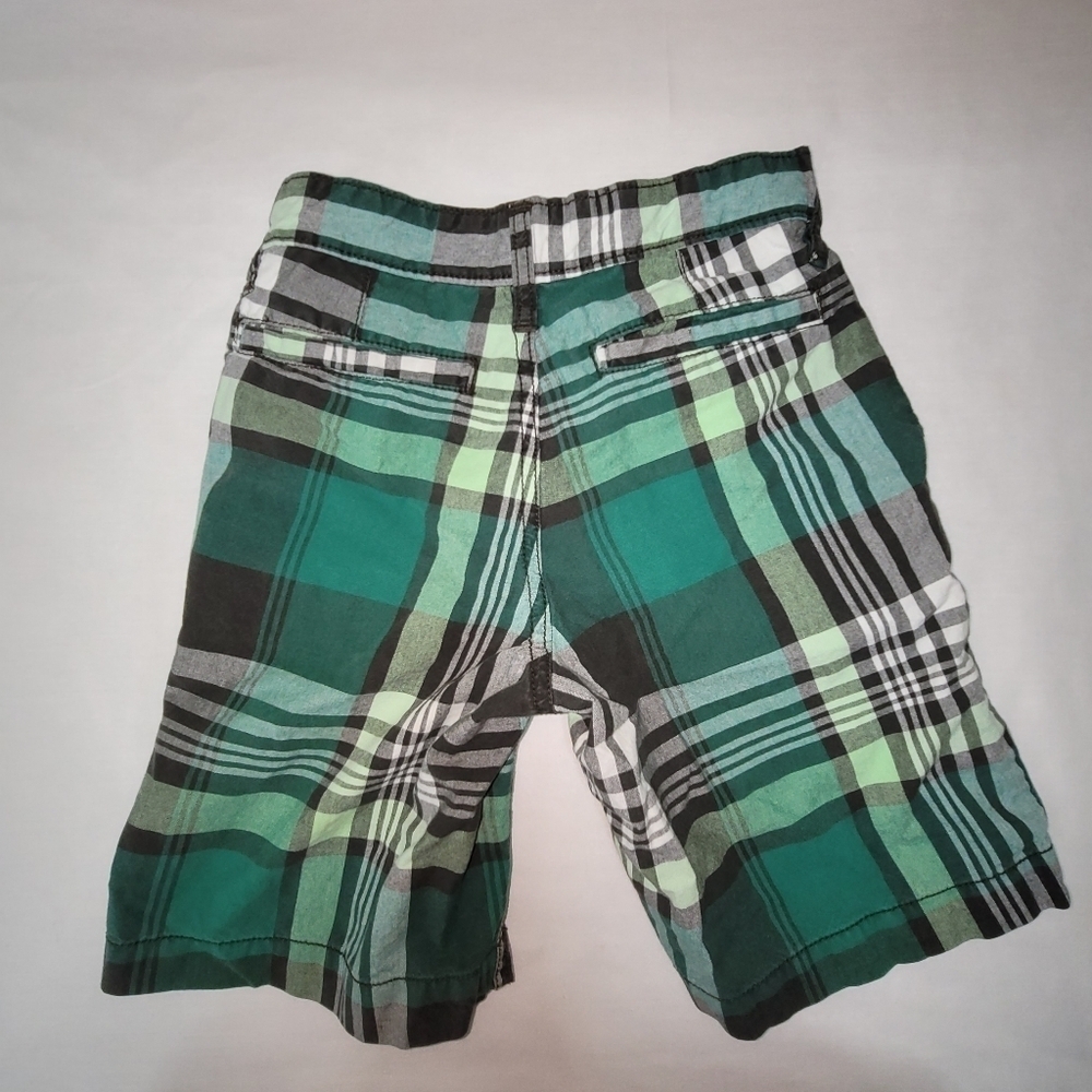 Old Navy Green and White Plaid Little Boy's Dress Shorts Size 6 - Picture 4 of 14